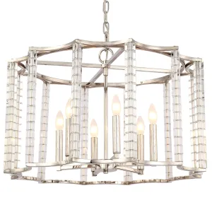 6 Light Polished Nickel Modern Chandelier Draped In Crystal Cubes - C193-8856-PN
