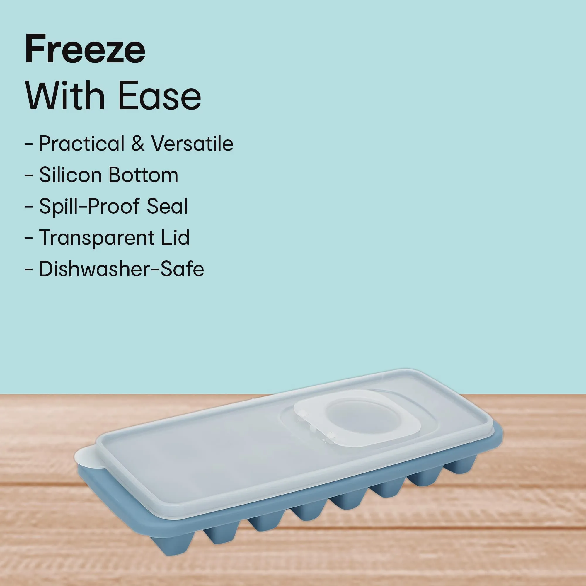 Anko BPA-Free Ice Cube Tray with Convenient Flip-Top Lid and Easy-Release TPE Base (1 Pack)