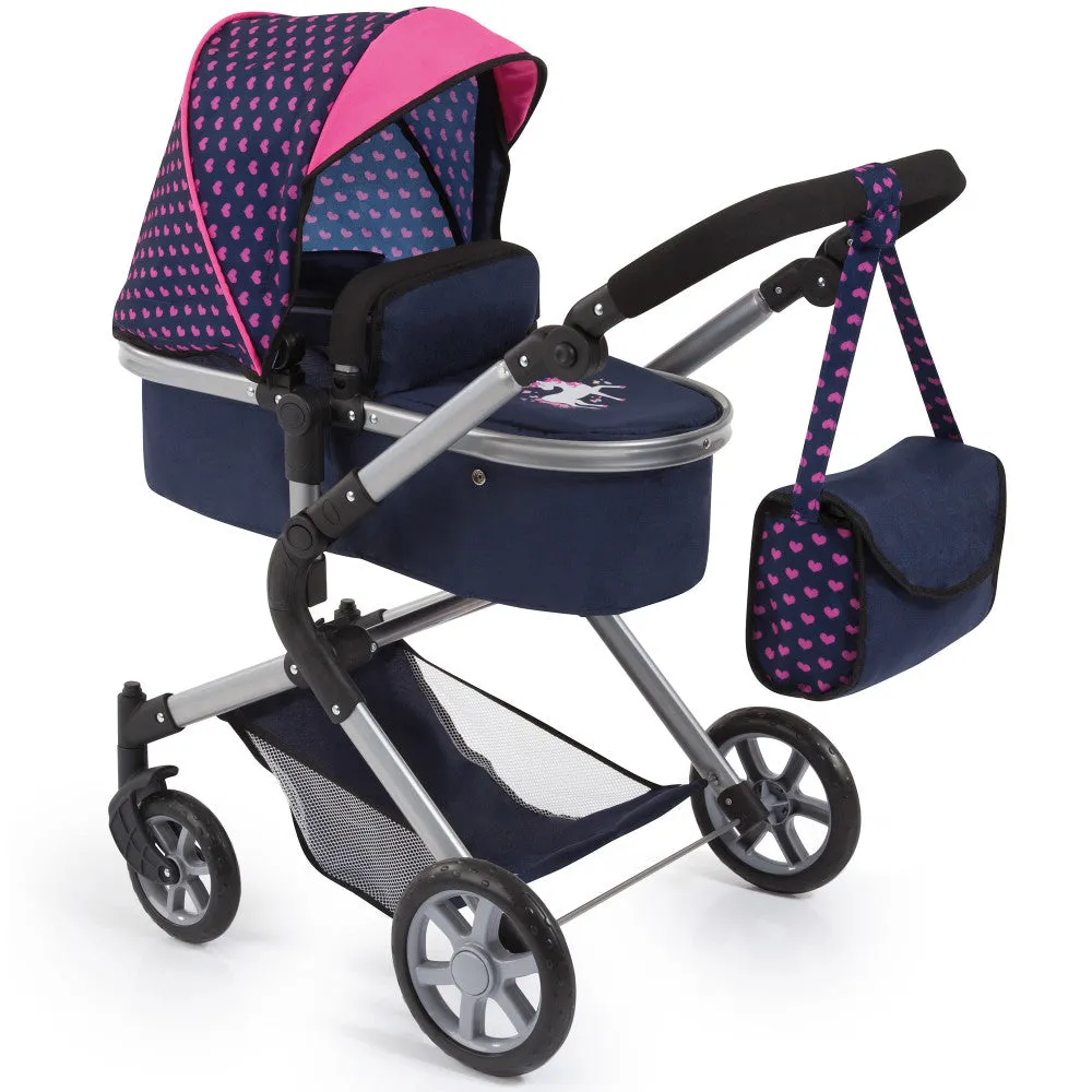 Bayer Design Neo City Combi Doll Pram, Convertible Jogger, Blue & Pink, Ages 3 