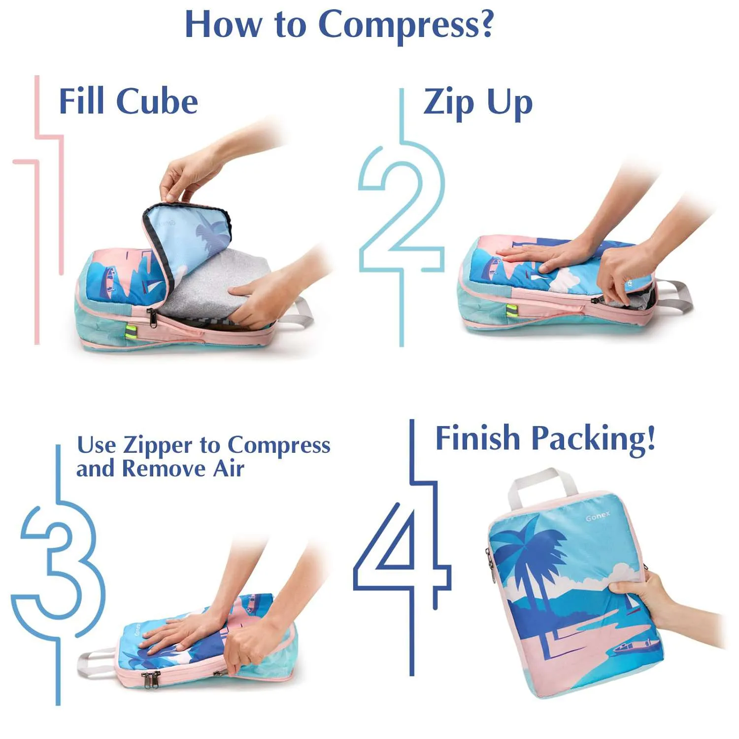Beach Compression Packing Cubes