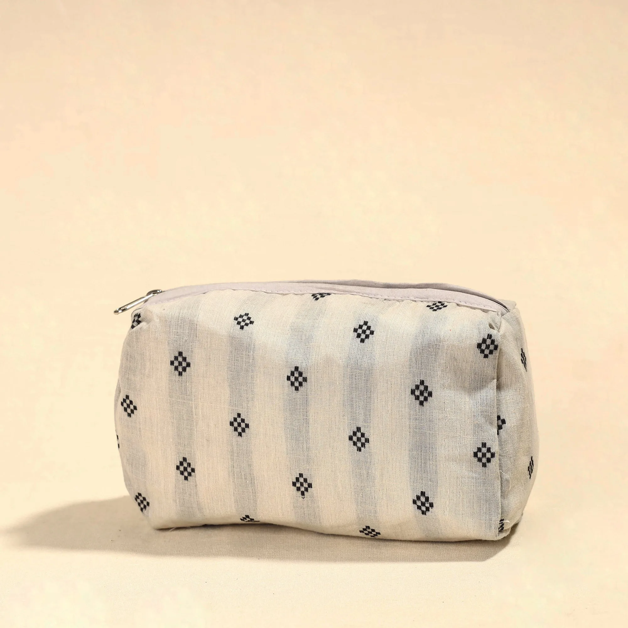 Beige - Jacquard Cotton Toiletry Pouch