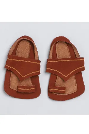 Brown Kohlapuri Slip-Ons With Elastic Straps