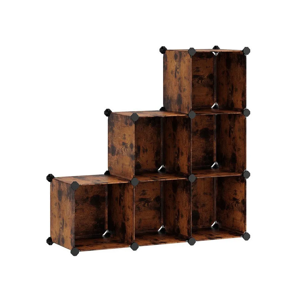 Coki 38 Inch Storage Organizer, 6 Cube Cubbie Shelves, Black, Brown Finish By Casagear Home