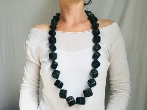 Dark Nephrite Jade Necklace. Long Necklace