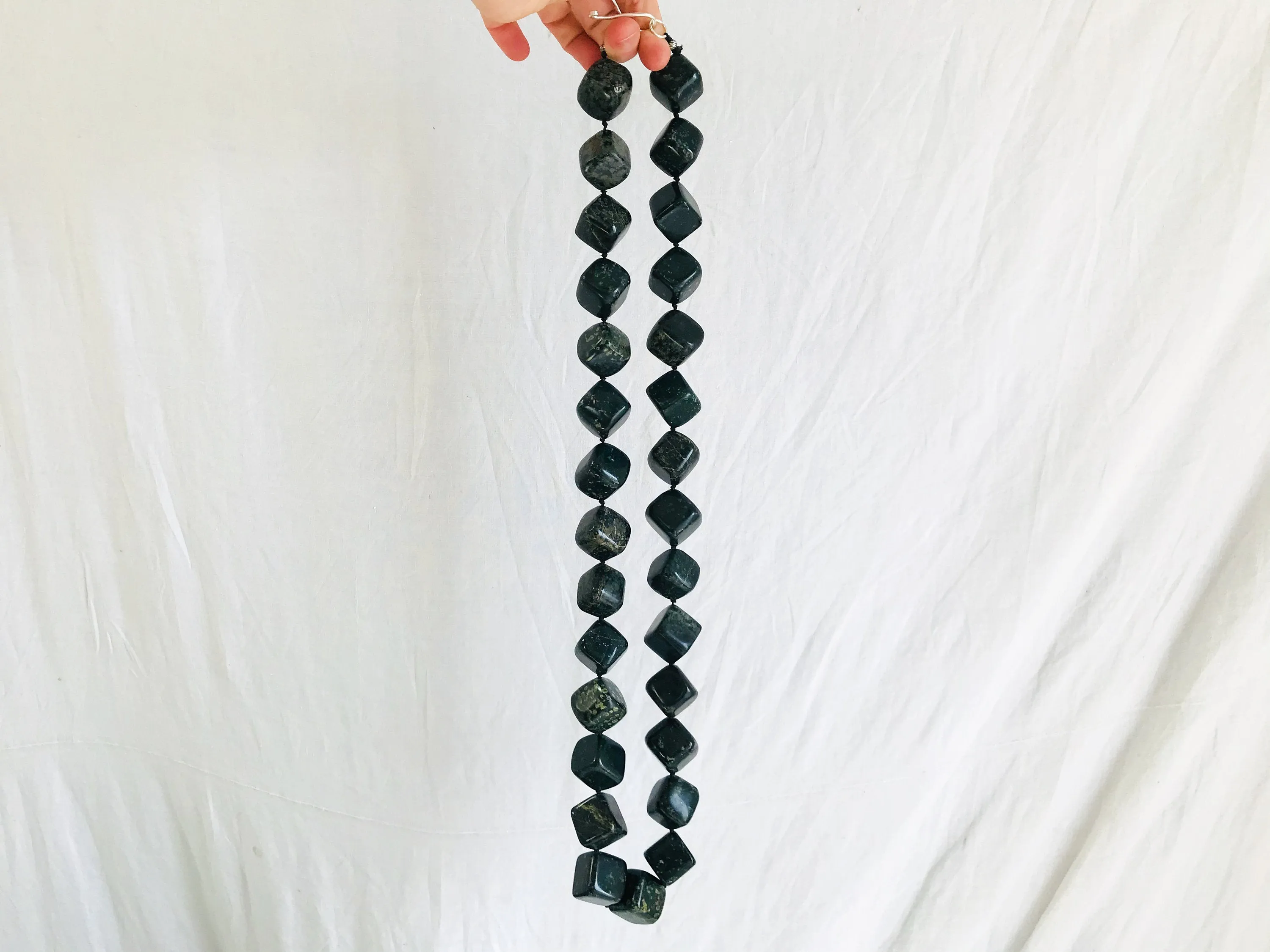 Dark Nephrite Jade Necklace. Long Necklace
