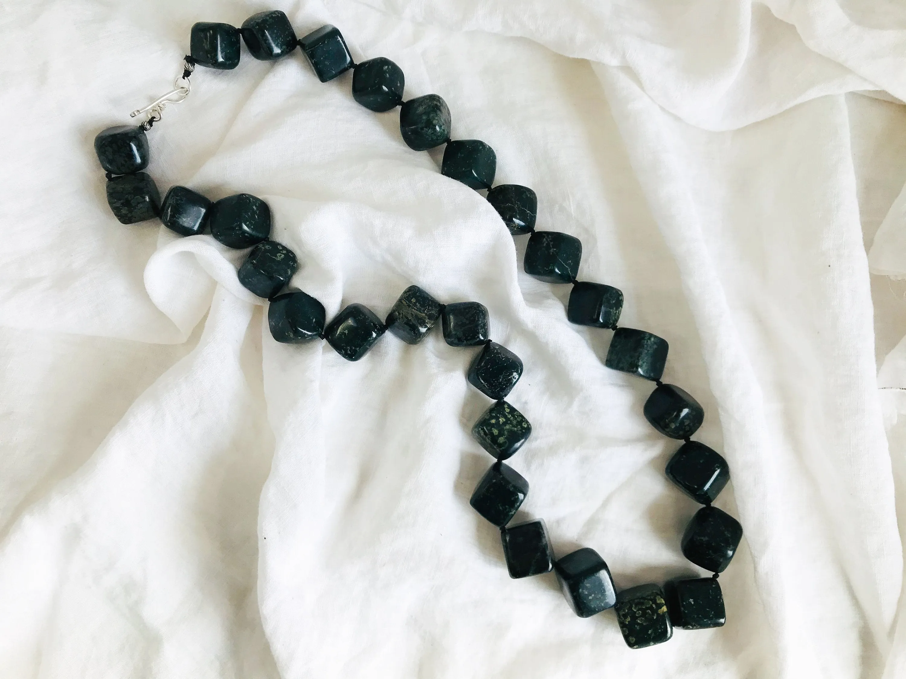 Dark Nephrite Jade Necklace. Long Necklace