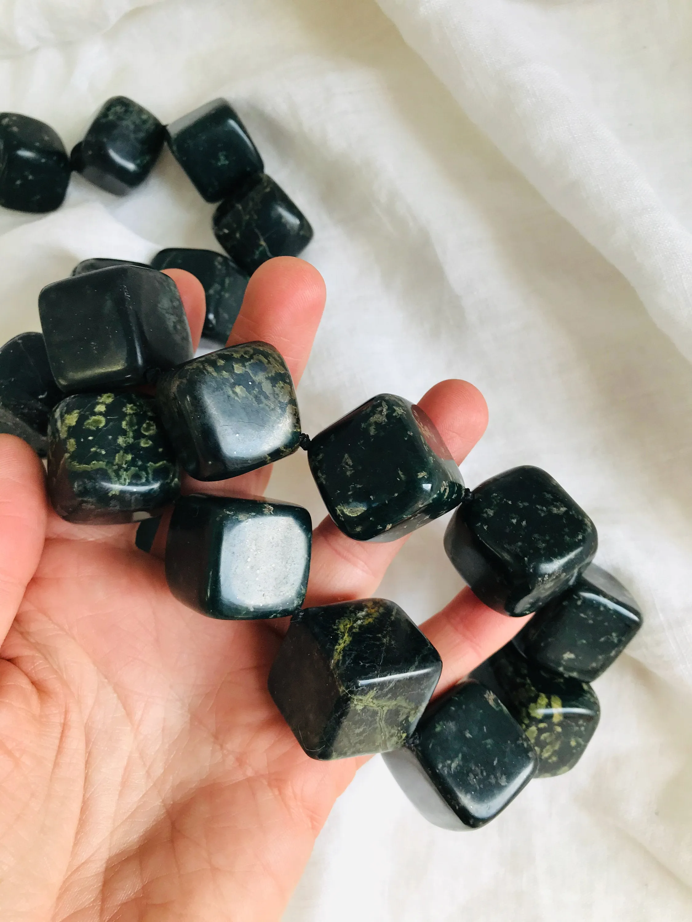 Dark Nephrite Jade Necklace. Long Necklace