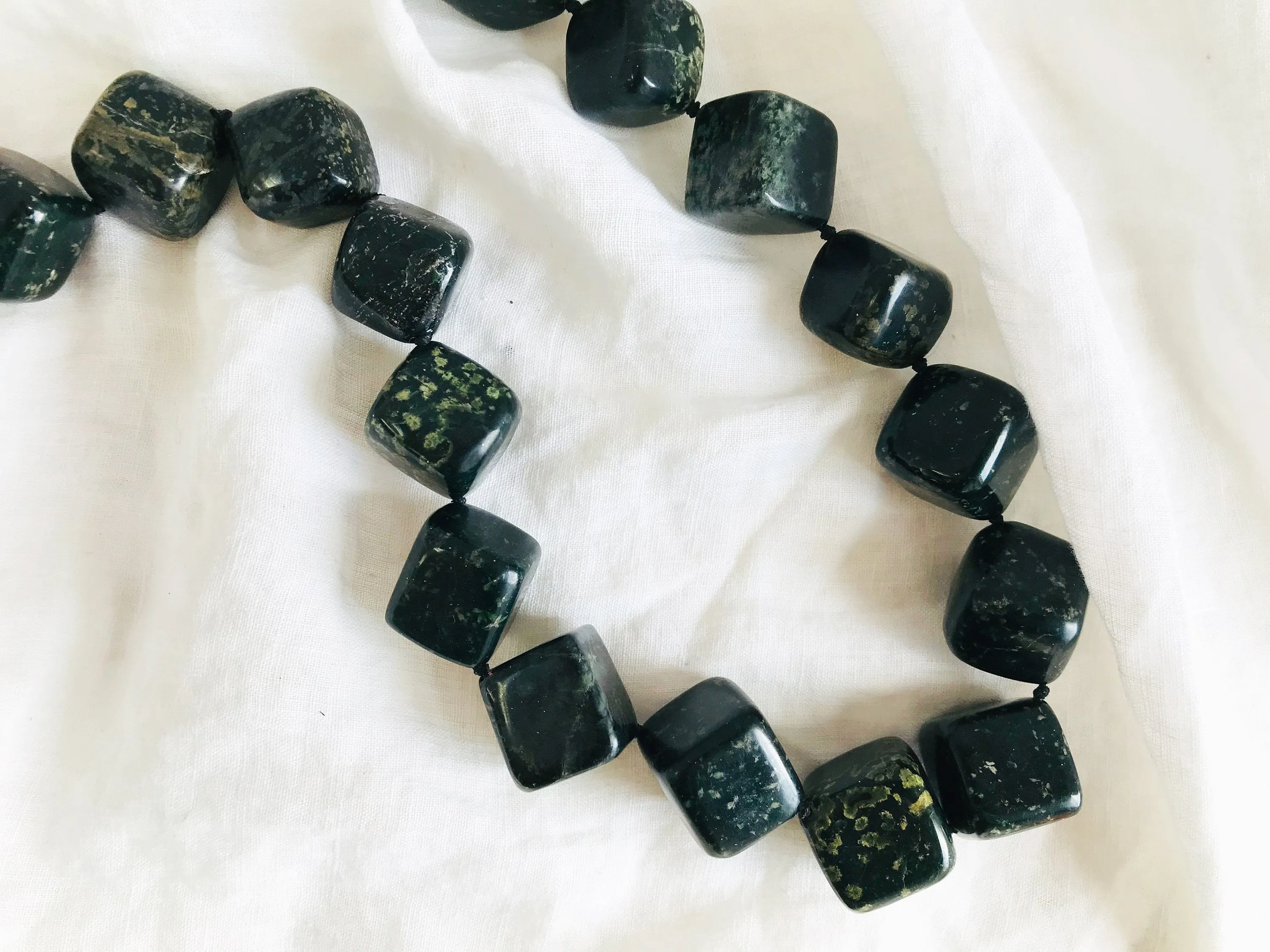 Dark Nephrite Jade Necklace. Long Necklace