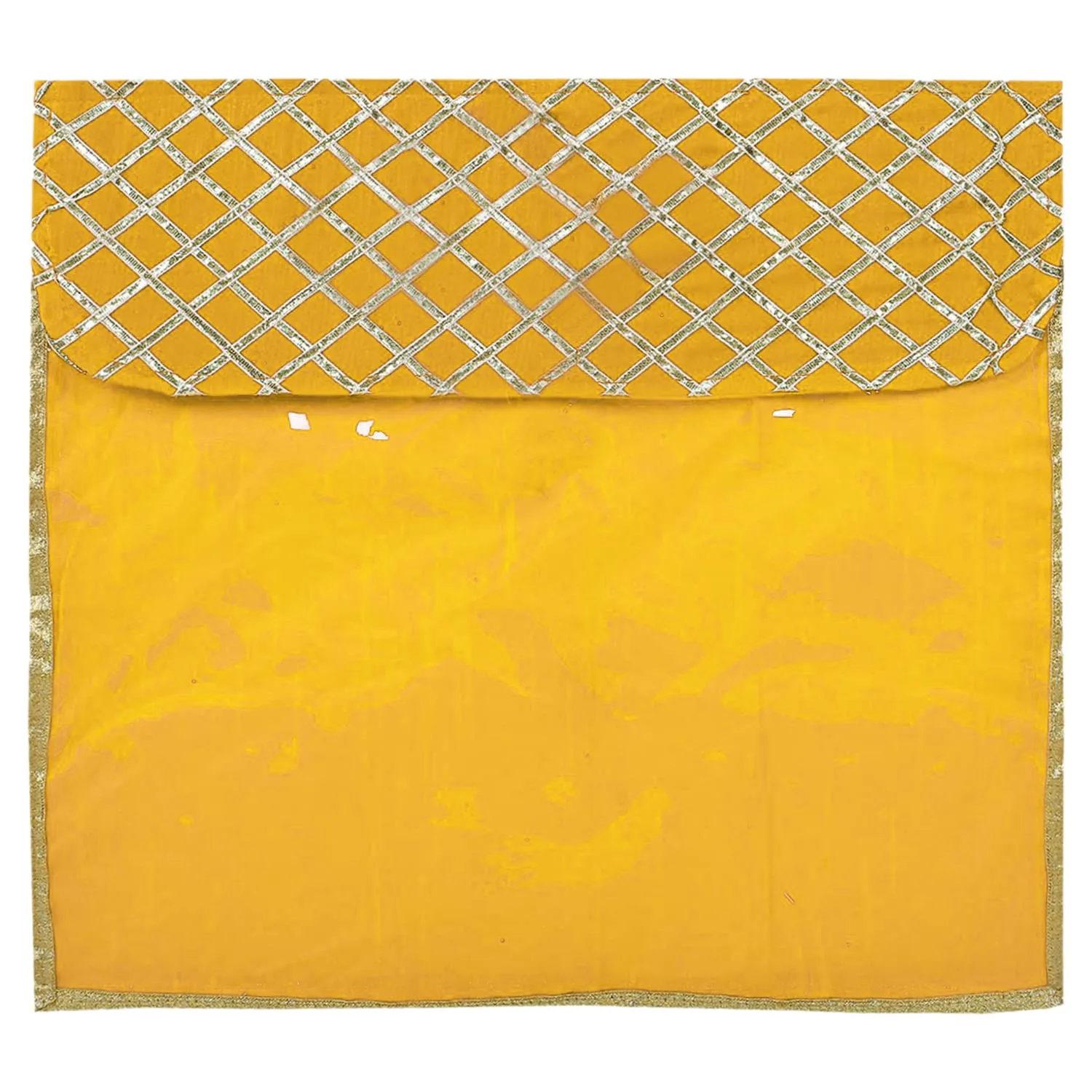 Heart Home Seamless lattice Design Satin Single Saree Cover With Transparent Top- Pack of 12 (Yellow)-50HH01338