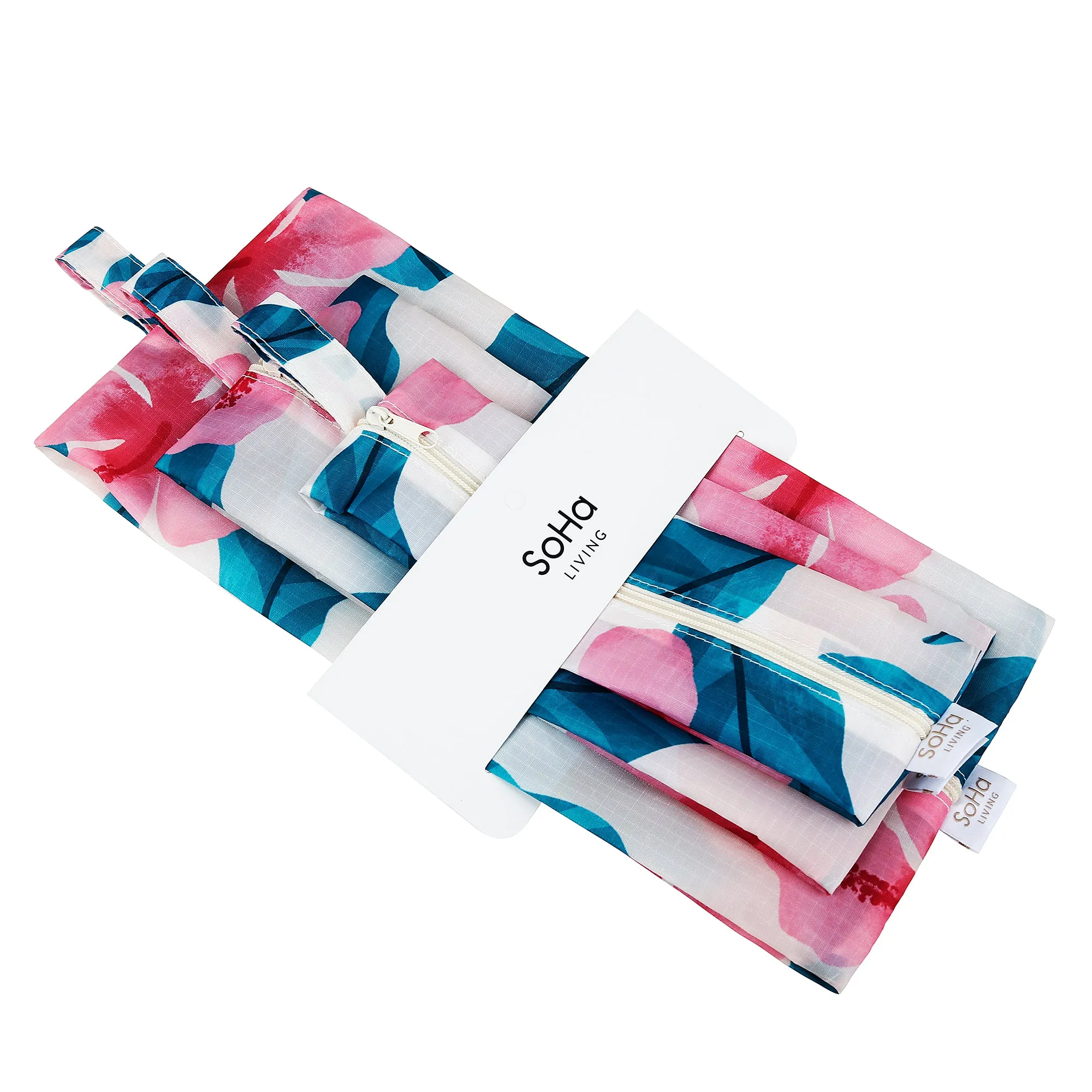 Hibiscus Flower 3D Zip Pouch, Set of 3