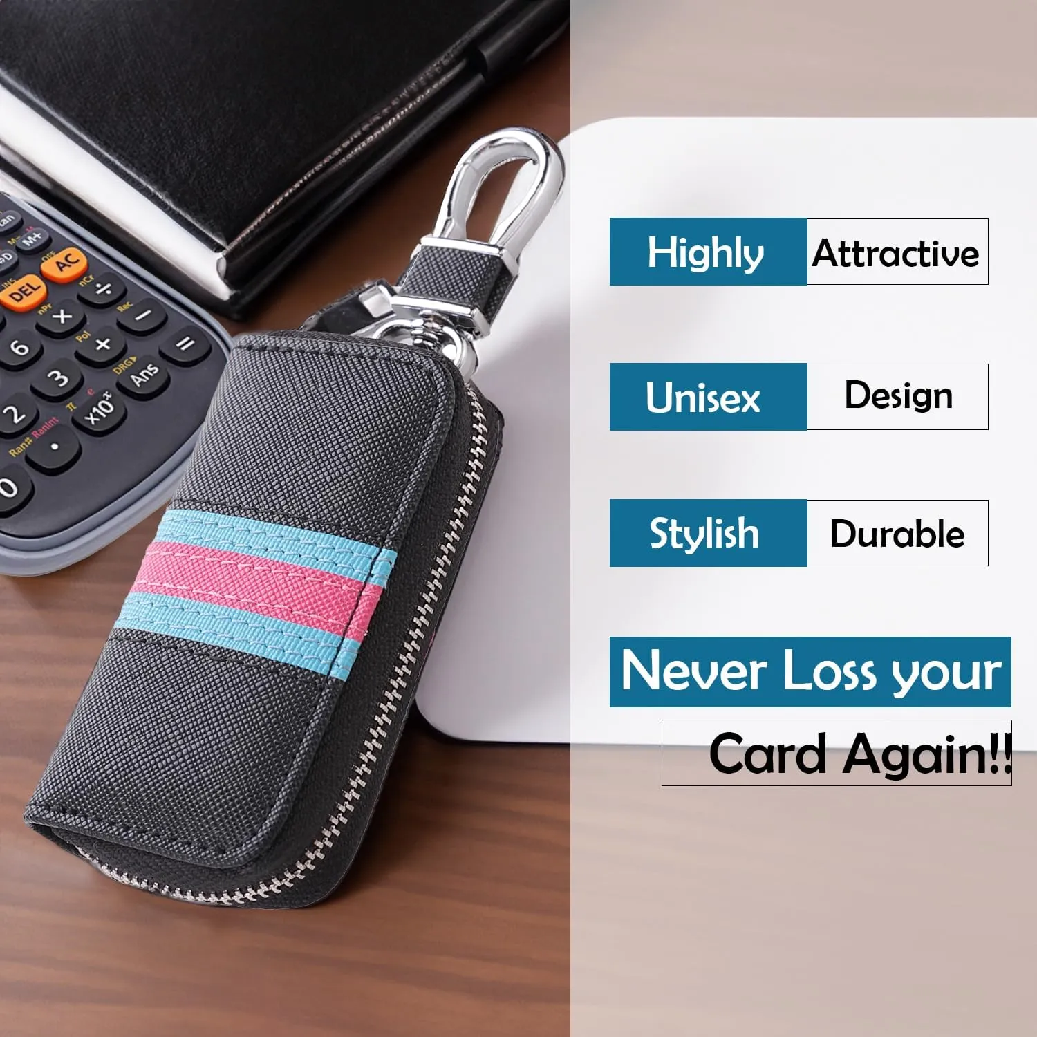 Kuber Industries Key Case|Keychain/Keyring/Key Tag|Car Key Clip, Key Holder, Key Organizer-Pack of 3 (Black)