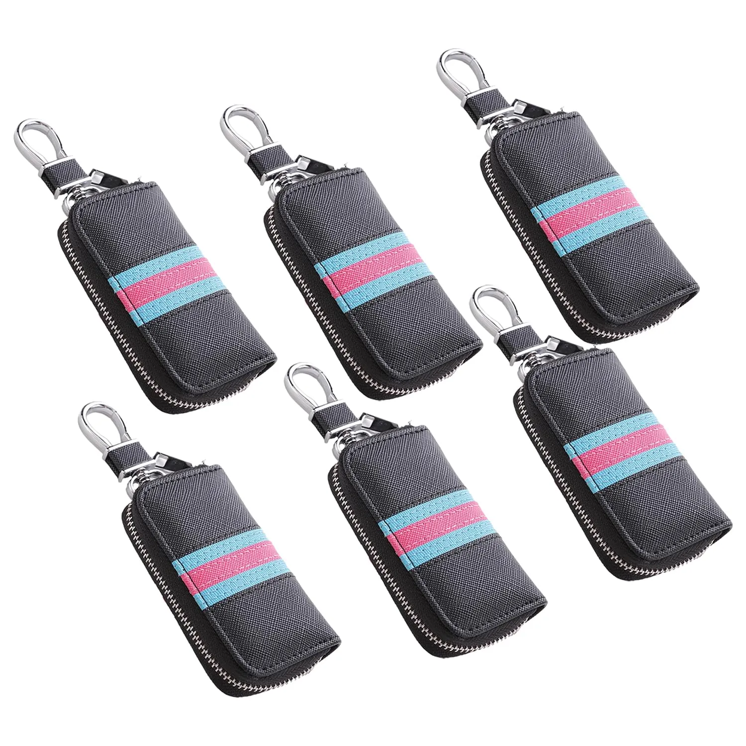 Kuber Industries Key Case|Keychain/Keyring/Key Tag|Car Key Clip, Key Holder, Key Organizer-Pack of 6 (Black)