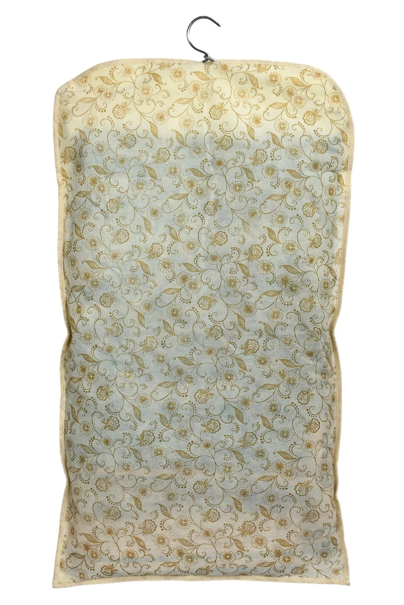 Kuber Industries Metalic Print Non-woven Hanging Saree Cover Wardrobe Organiser With Hanger (Gold)-Pack of 24-KUBMART15529