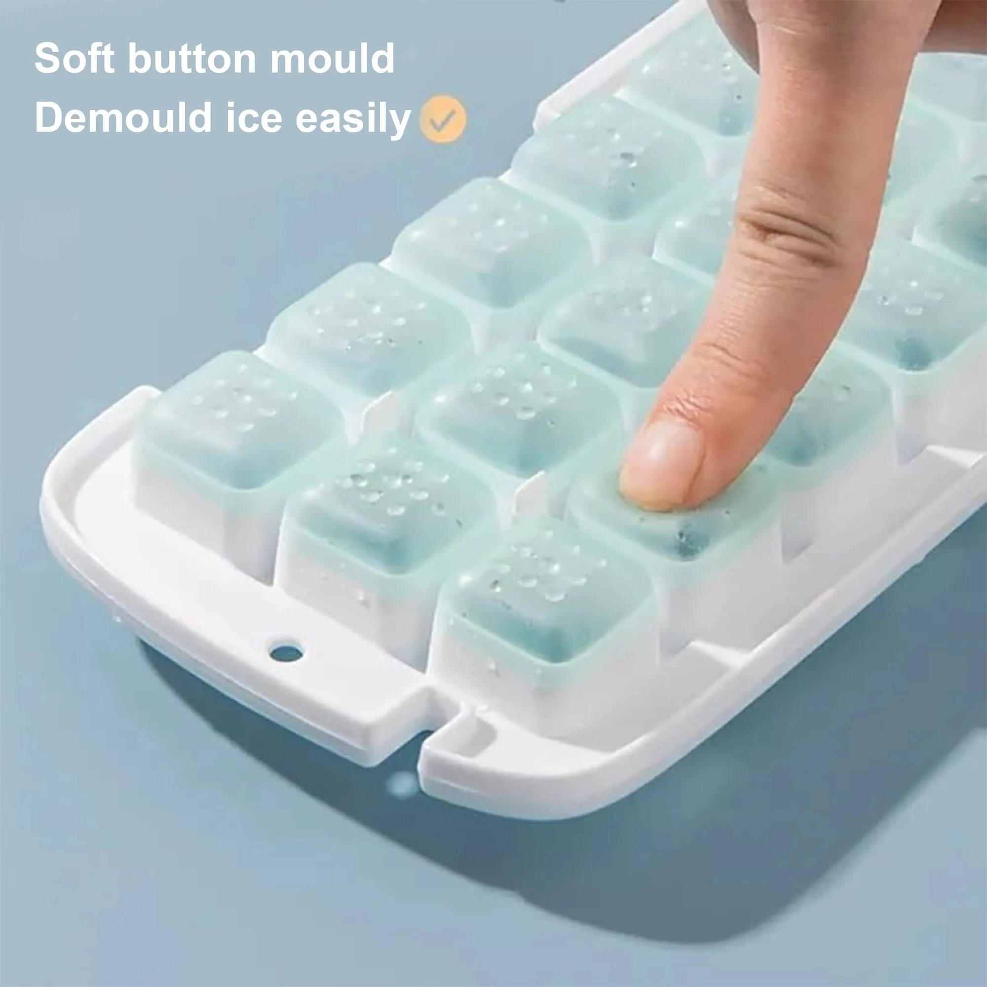 Kuber Industries Pack of 2 Ice Cube Tray with Lid | Ice Cube Storage Box with Ice Scoop | 24 Ice Cube Molds for Freezing | One-Press Demolding | BPA Free | Yellow