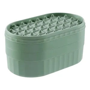 Kuber Industries Pack of 3| 2 Layer Ice Cube Tray with Lid | Ice Cube Storage Box with Ice Scoop | 72 Ice Cube Molds for Freezing | One-Press Demolding | BPA Free | Green