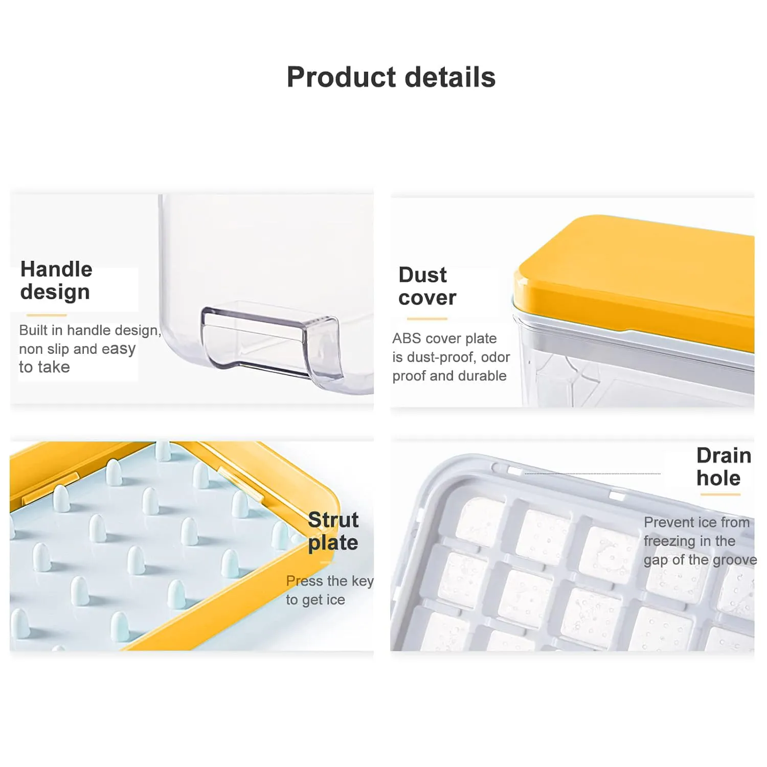 Kuber Industries Pack of 6|2 Layer Ice Cube Tray with Lid | Ice Cube Storage Box with Ice Scoop | 56 Ice Cube Molds for Freezing | One-Press Demolding | BPA Free | Orange