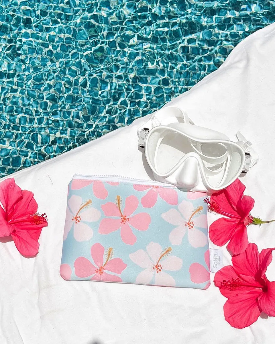 *Modern Hibiscus Neoprene Zipper Tote