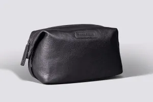 Somerset Wash Bag | Black Leather
