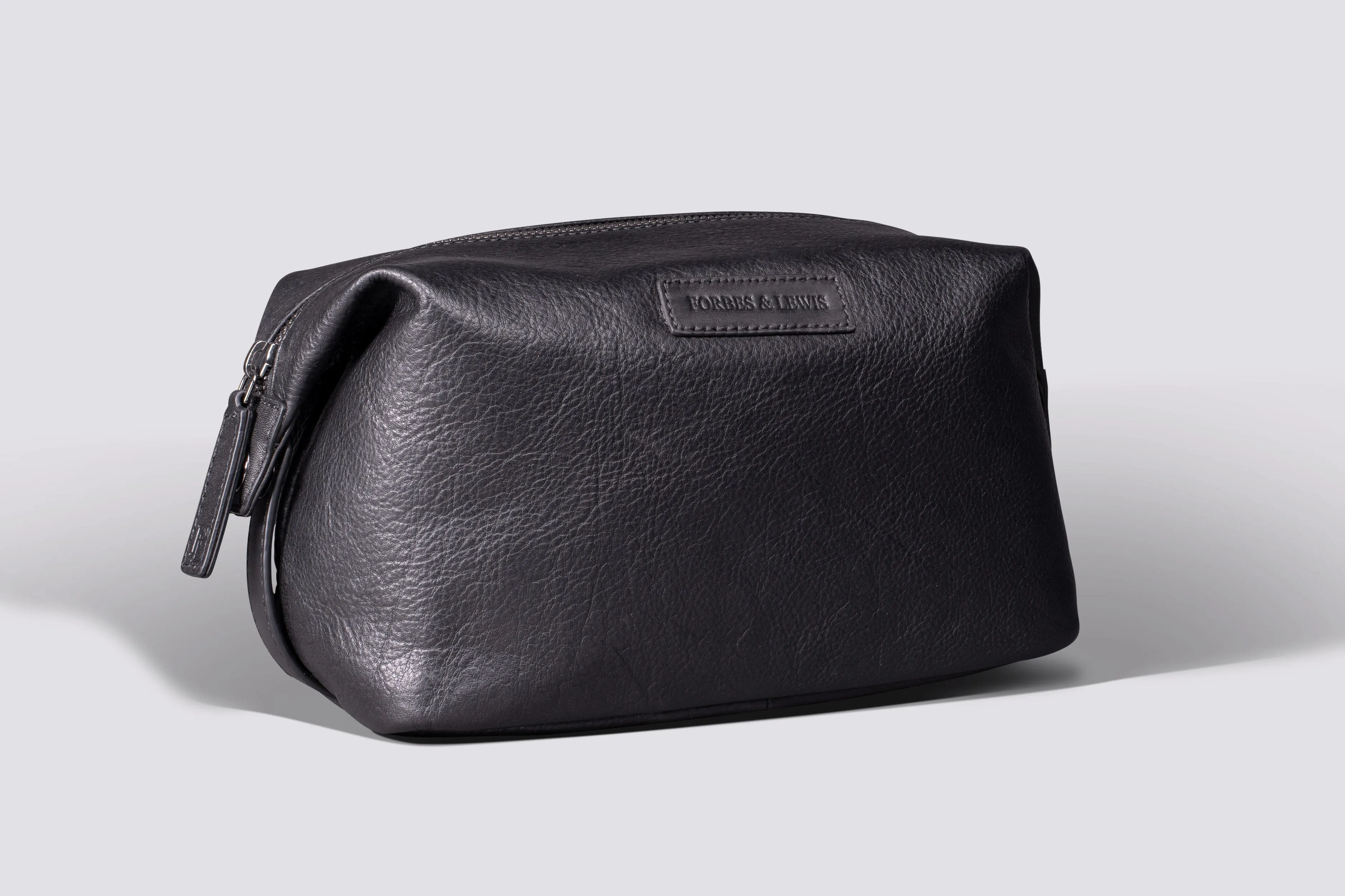 Somerset Wash Bag | Black Leather