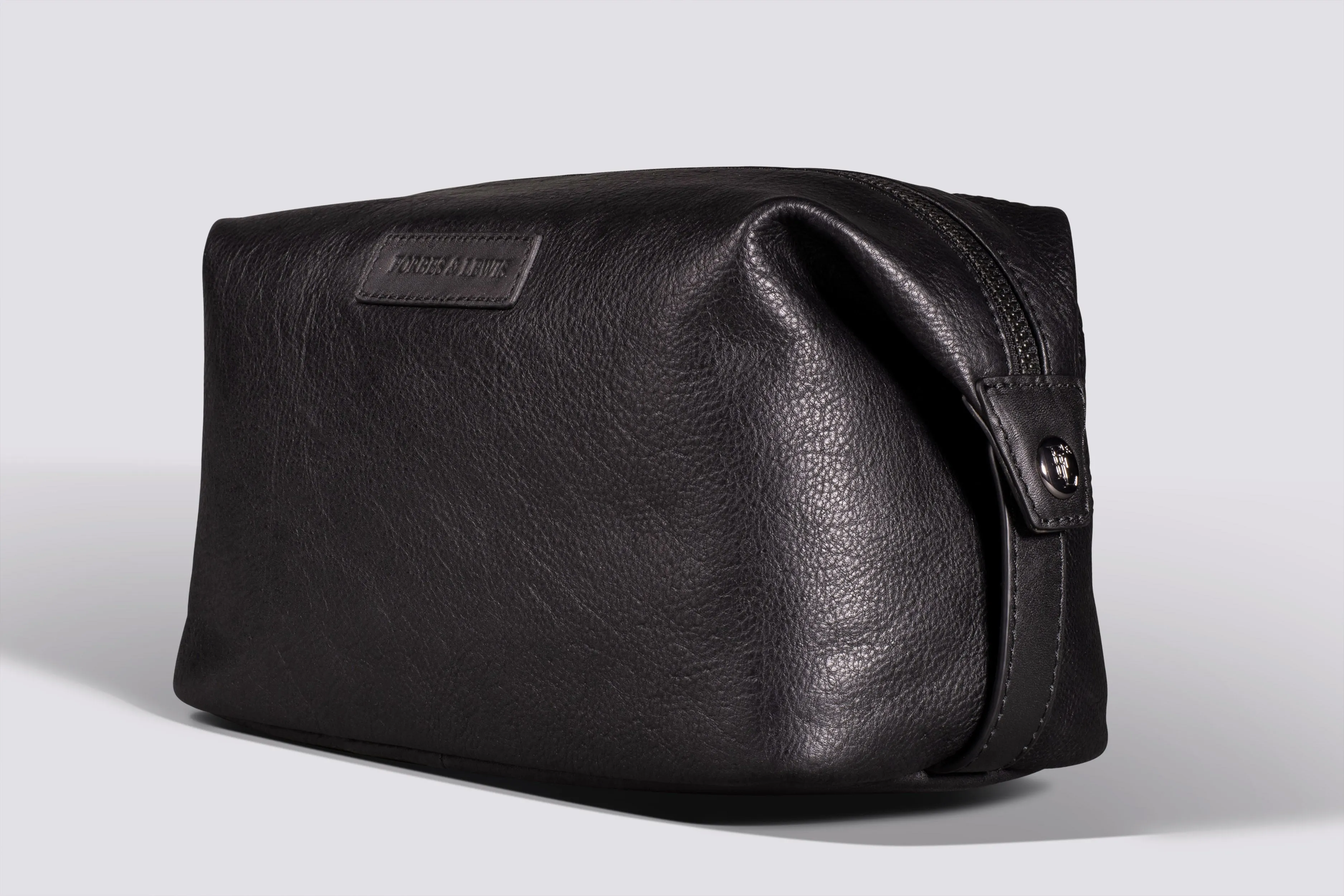 Somerset Wash Bag | Black Leather