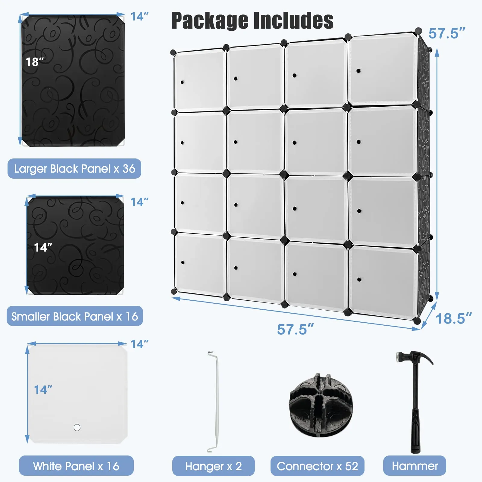 Tangkula 16 Cubes Portable Wardrobe Closet