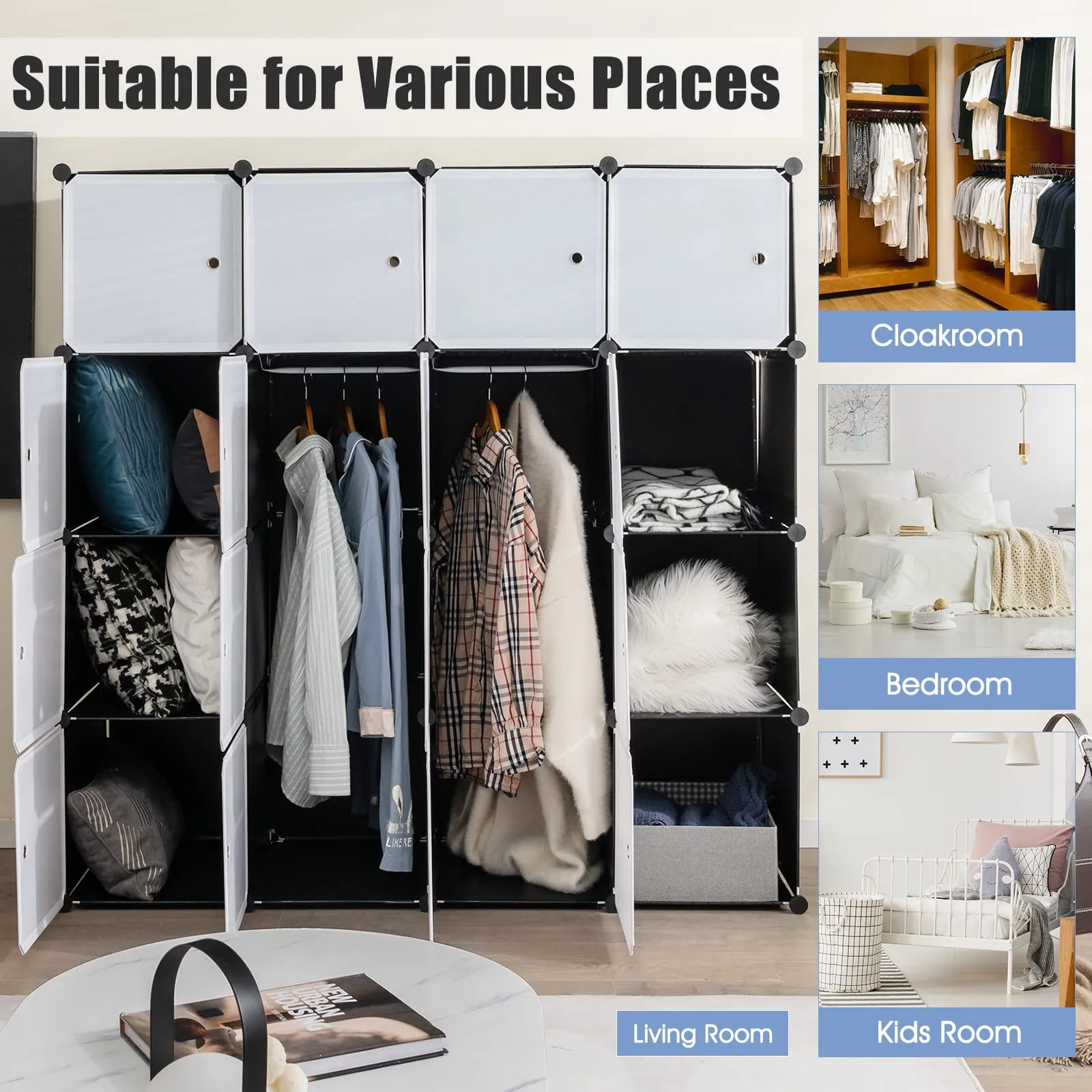 Tangkula 16 Cubes Portable Wardrobe Closet