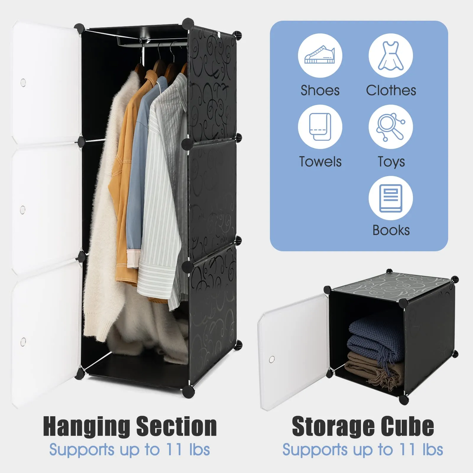 Tangkula 16 Cubes Portable Wardrobe Closet
