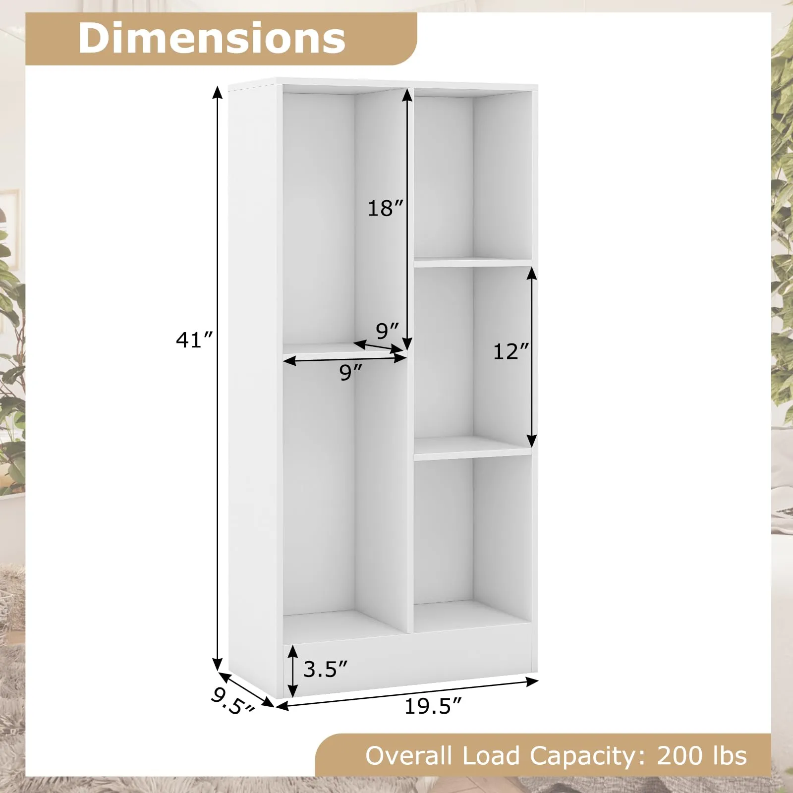 Tangkula 5-Cube Bookshelf, 41”H Floor Bookcase with 2 Anti-Tipping Kits