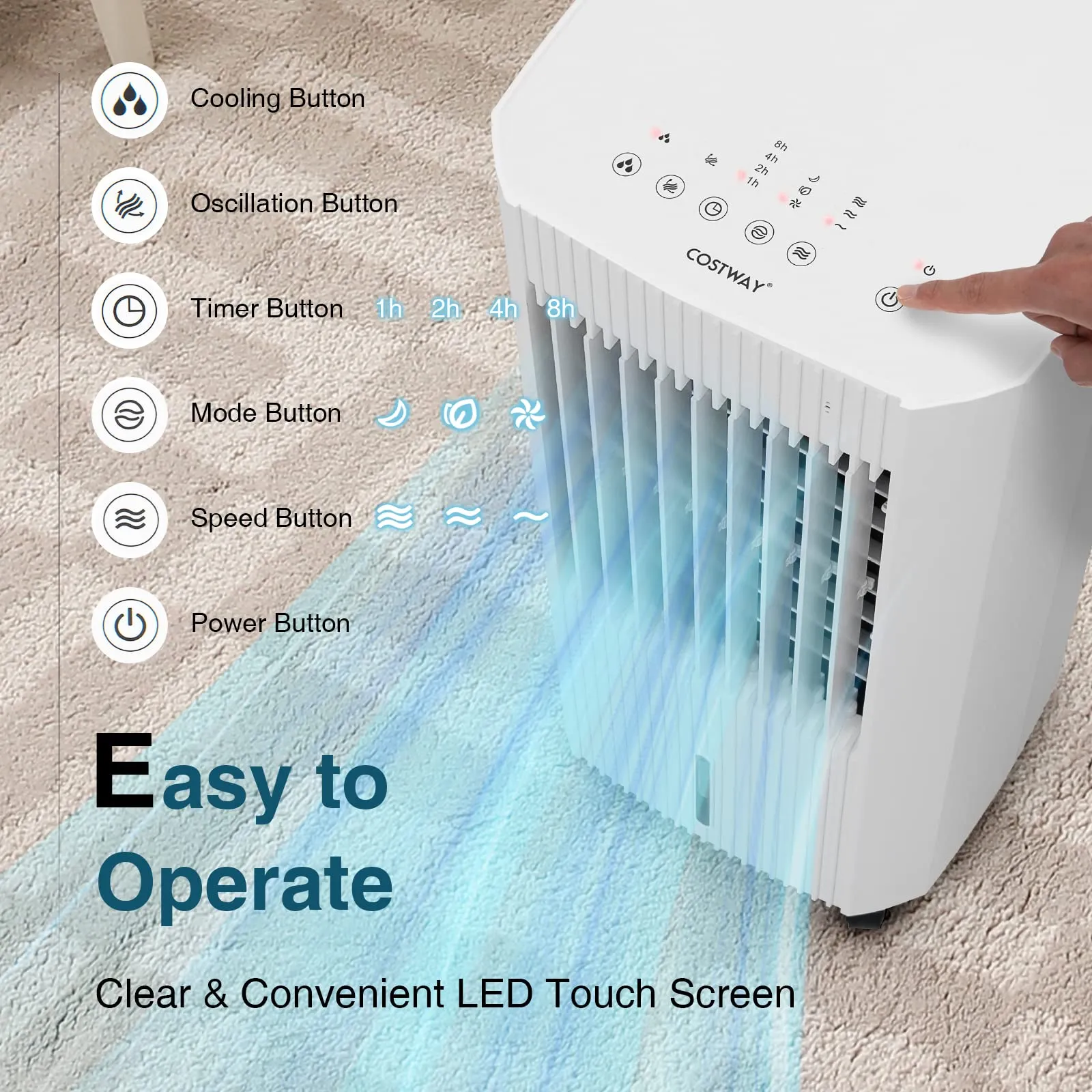 Tangkula Evaporative Air Cooler, Portable Swamp Cooler with Remote, 2 Ice Packs