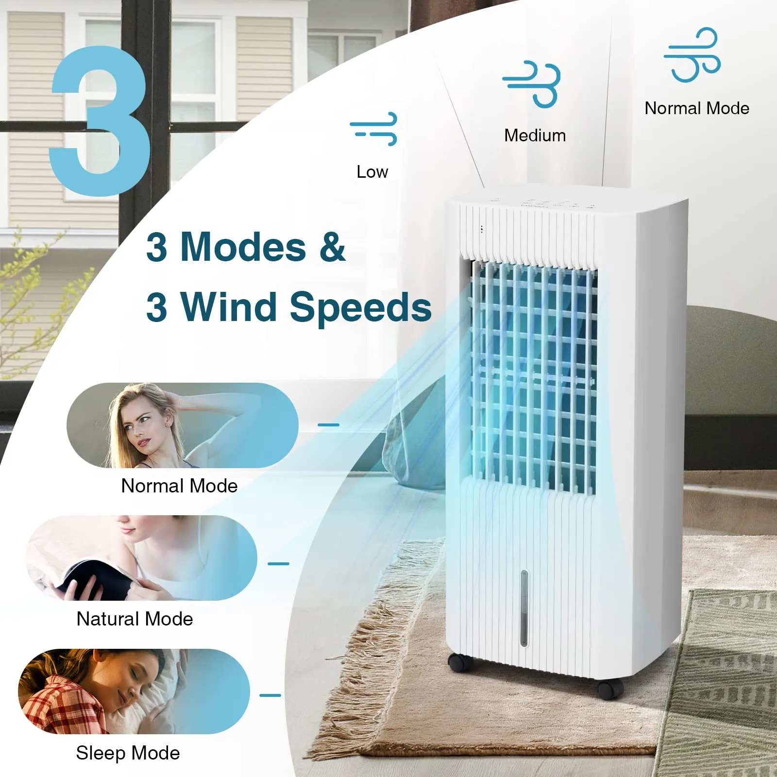 Tangkula Evaporative Air Cooler, Portable Swamp Cooler with Remote, 2 Ice Packs
