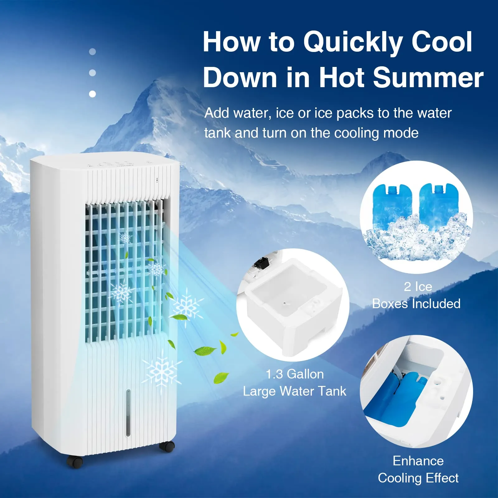 Tangkula Evaporative Air Cooler, Portable Swamp Cooler with Remote, 2 Ice Packs