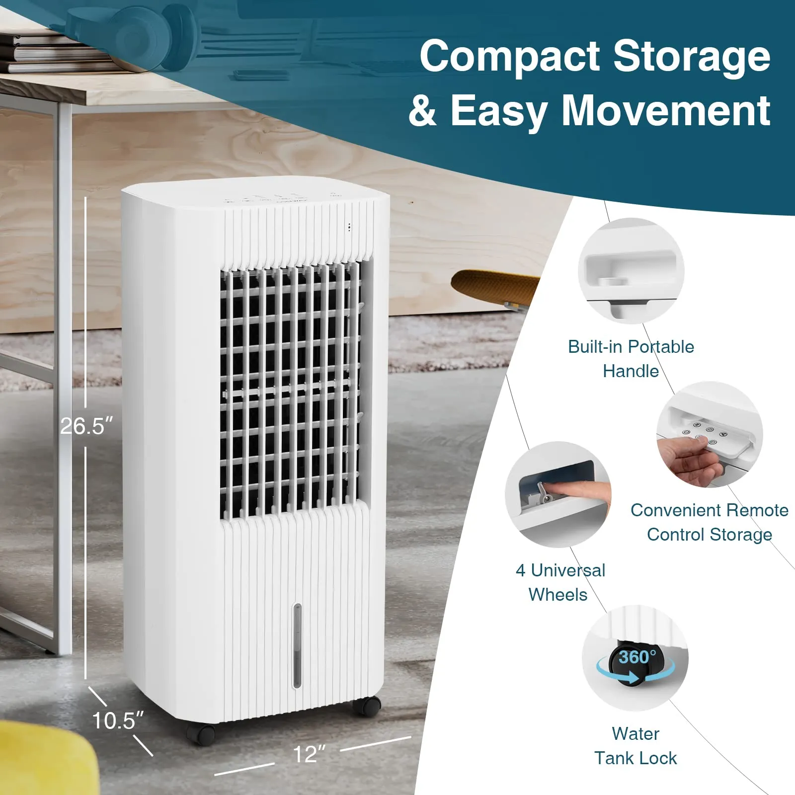 Tangkula Evaporative Air Cooler, Portable Swamp Cooler with Remote, 2 Ice Packs