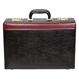 Tassia Contrast Stripe Attache Case - Black/Brown