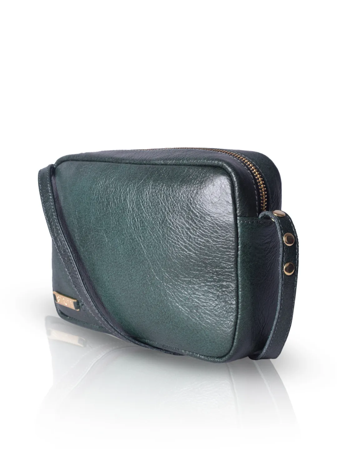 UrbanEase Compact Green Leather Sling