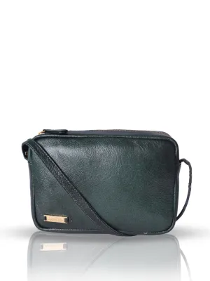 UrbanEase Compact Green Leather Sling