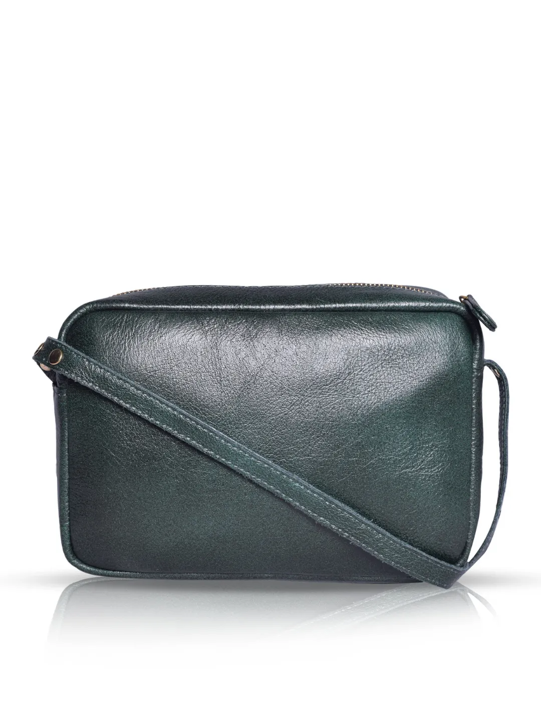 UrbanEase Compact Green Leather Sling