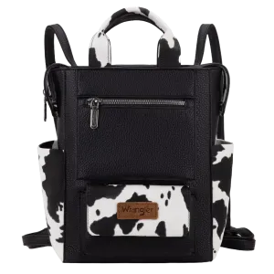 Wrangler Ladies Black & White Cow Print Tote Shoulder Bag Convertible Backpack WG161-9112BK-OW