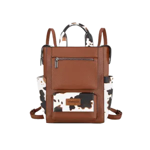 Wrangler Ladies Brown Cow Print Convertible Leather Backpack WG161-9112BR-BR